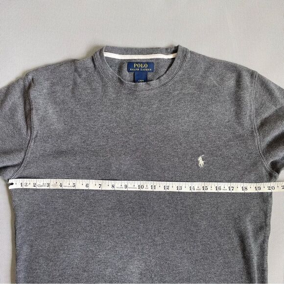 Ralph Lauren Gray Thermal Waffle Knit Polo Muscle Shirt Men’s Size Large - Picture 4 of 7